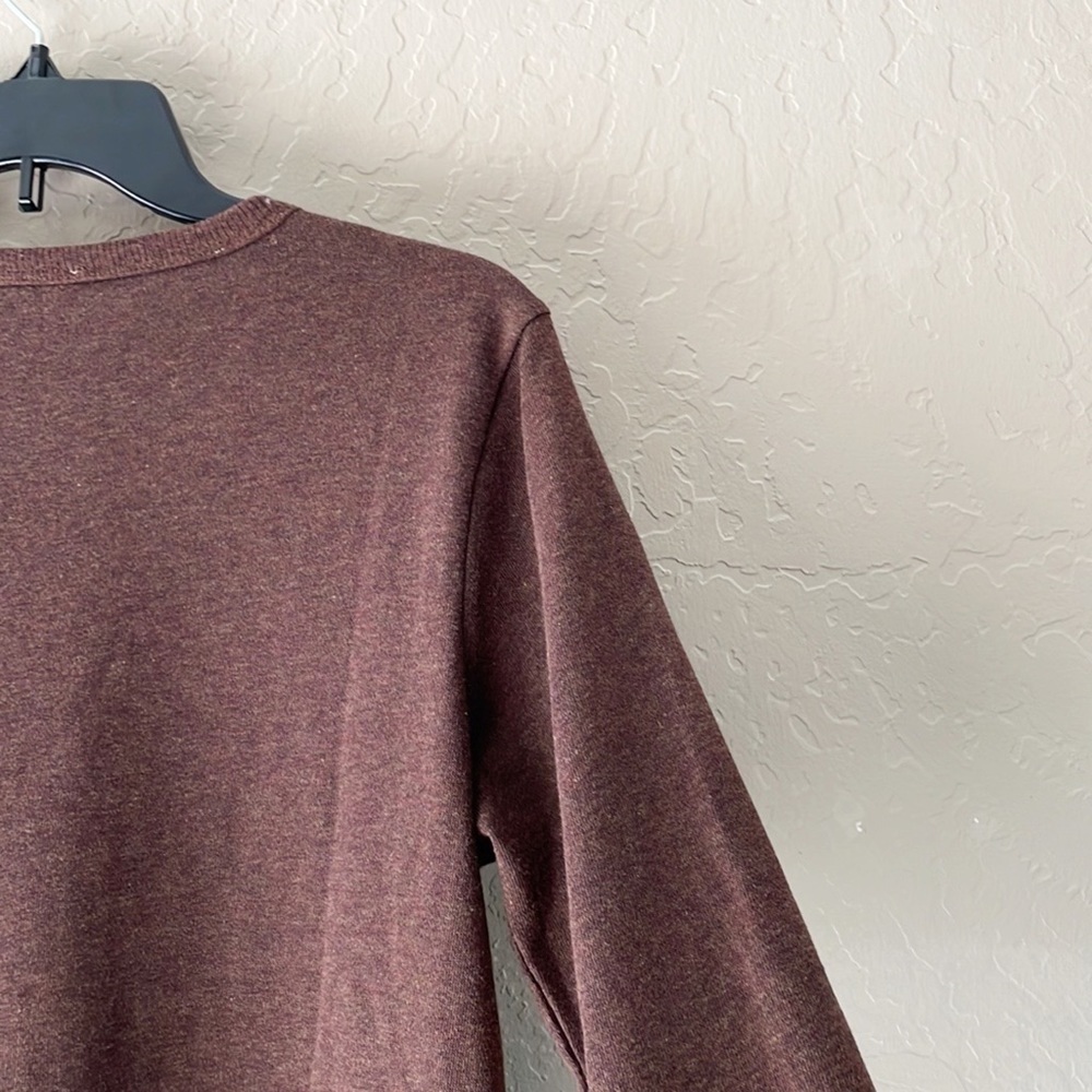 🌿Final Sale Anthro Mystree Brown‎ V Neck Ruffle Trim Sweater - Picture 10 of 12